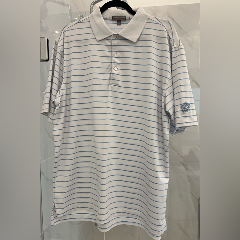 Men’s Peter Millar Striped Blue and White Polo Shirt